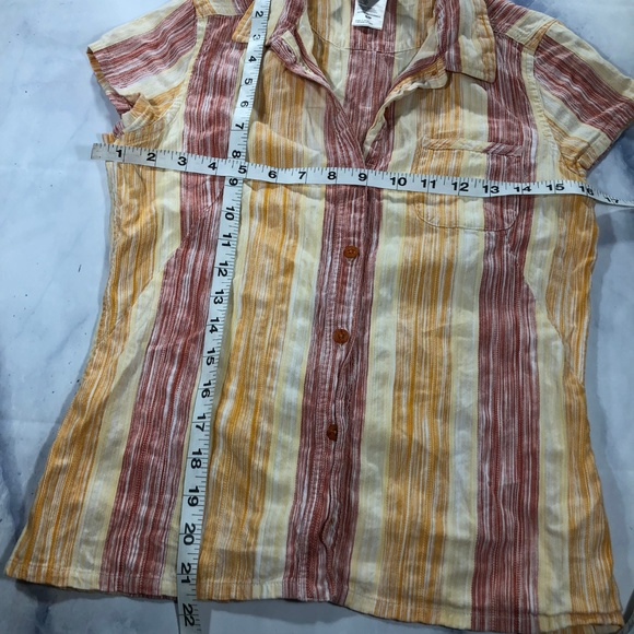 The North Face Red Yellow Striped Button Up Blouse - Picture 4 of 8